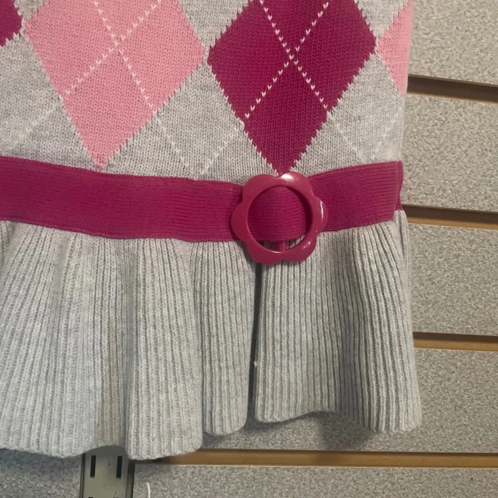 Gymboree Girls Grey Pink‎ Argyle Sweater Dress Short Sleeve Size 5